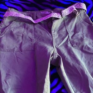 Green ripped Capri/pants—belt included